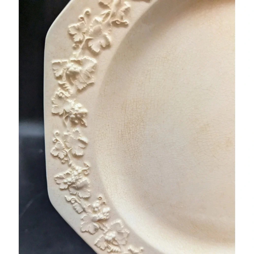 Set/5 Vintage Wedgwood Cream On Cream Octagonal Dinner Plate 9.5